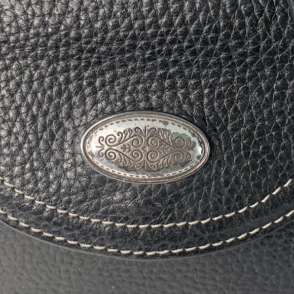 BRIGHTON Black Suede and Pebbled Leather Shoulder Bag - Picture 2 of 12